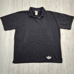 Vintage Adidas‎ Polo Sweatshirt Mens M Black Trefoil Logo Pullover